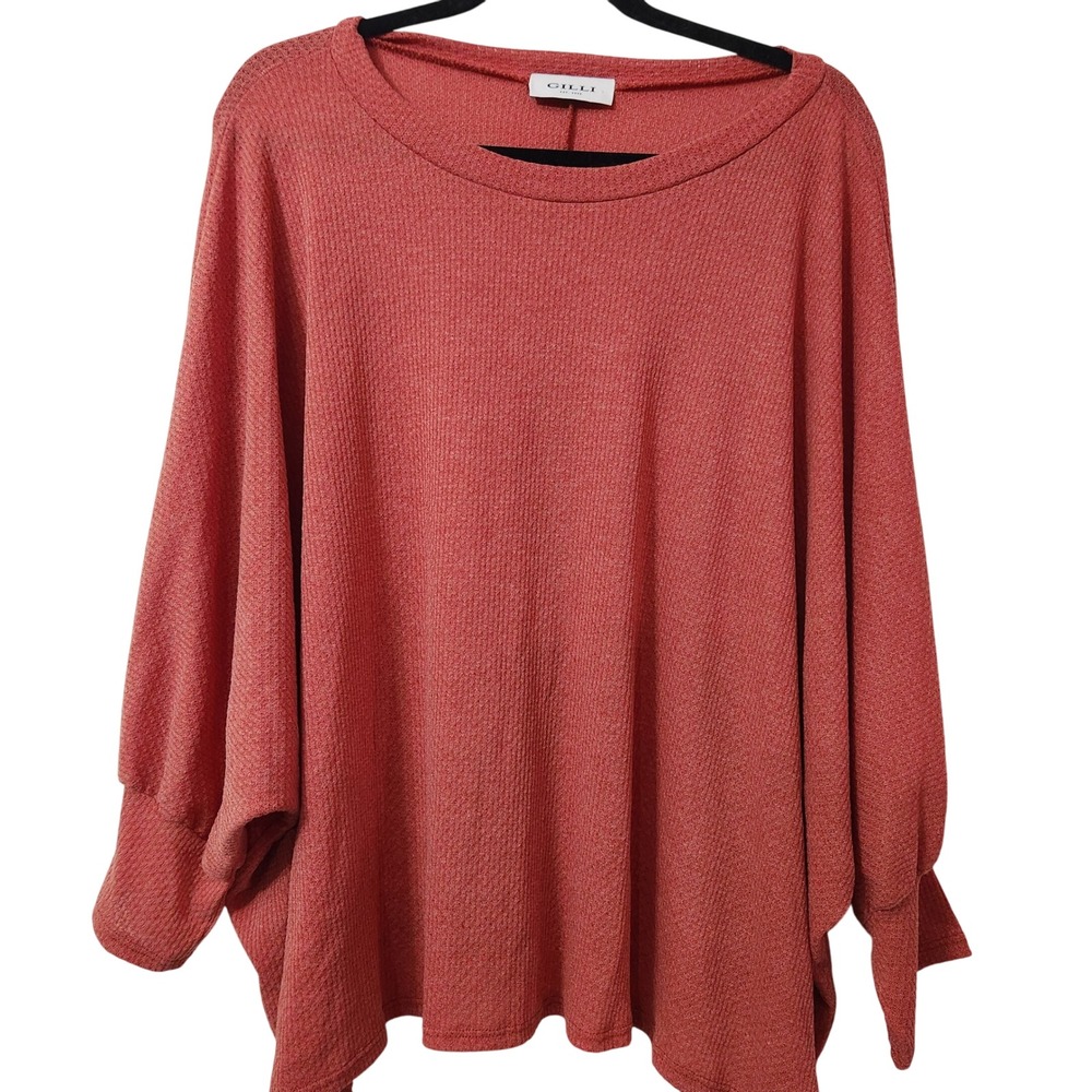 Textured Dolman Sleeve Boxy Top Womens Plus Size 2X